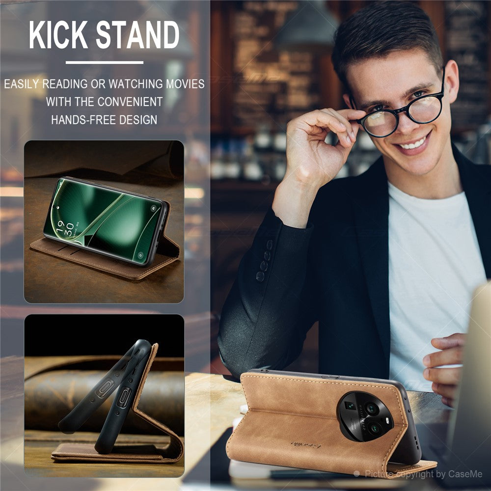 CASEME 013 Series For Oppo Find X6 Pro PU Leather Wallet Phone Case Shockproof Flip Stand Phone Shell