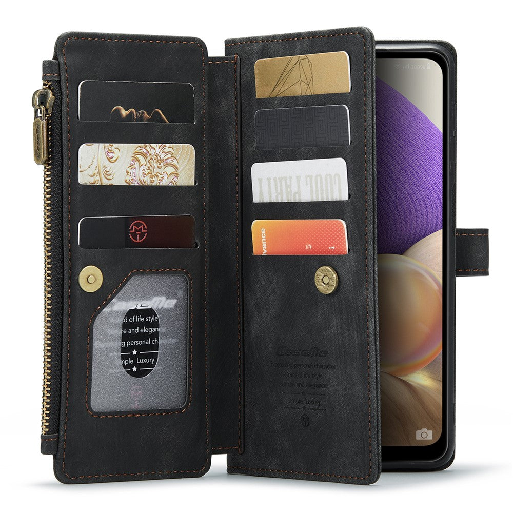Samsung Galaxy A23 4G / 5G (Global) / M23 5G / F23 5G phone case with strap, CASEME C30, zipper, multiple card slots, PU leather case