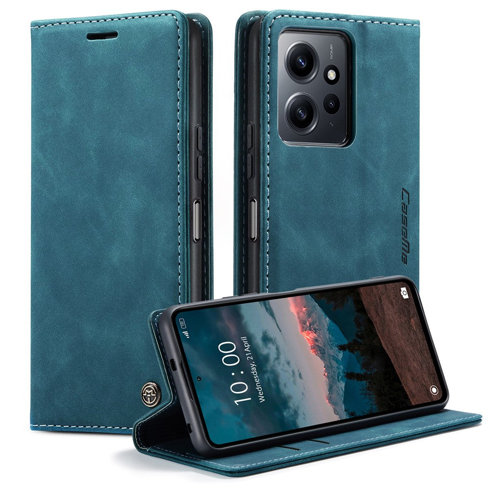 CASEME 013-serien för Xiaomi Redmi Note 12 4G PU-läderfodral med stativ, fallskyddande plånboksfodral