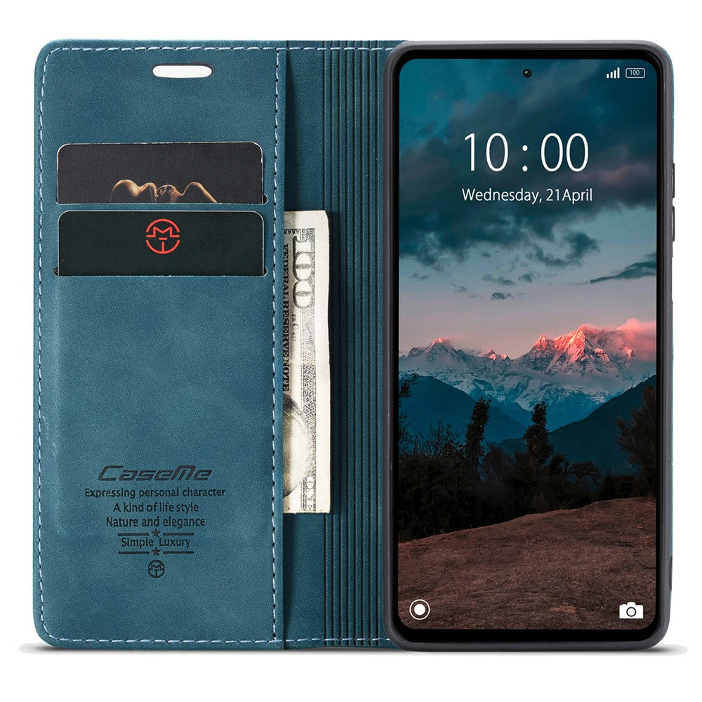CASEME 013-serien för Xiaomi Redmi Note 12 4G PU-läderfodral med stativ, fallskyddande plånboksfodral