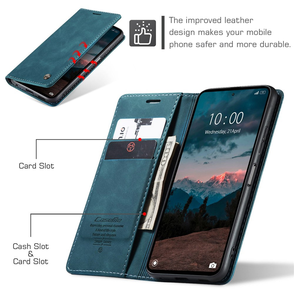 CASEME 013-serien för Xiaomi Redmi Note 12 4G PU-läderfodral med stativ, fallskyddande plånboksfodral