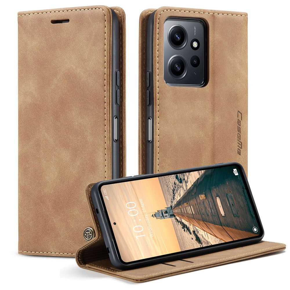 CASEME 013-serien för Xiaomi Redmi Note 12 4G PU-läderfodral med stativ, fallskyddande plånboksfodral