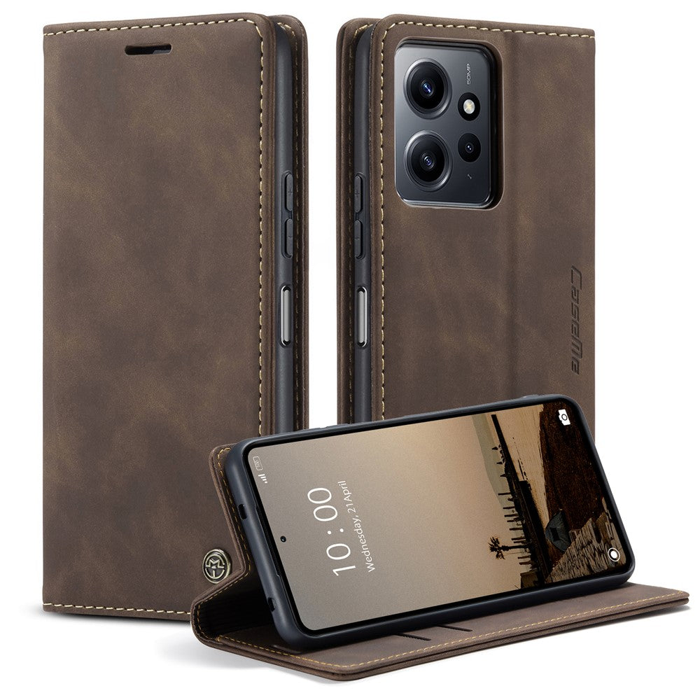 CASEME 013-serien för Xiaomi Redmi Note 12 4G PU-läderfodral med stativ, fallskyddande plånboksfodral