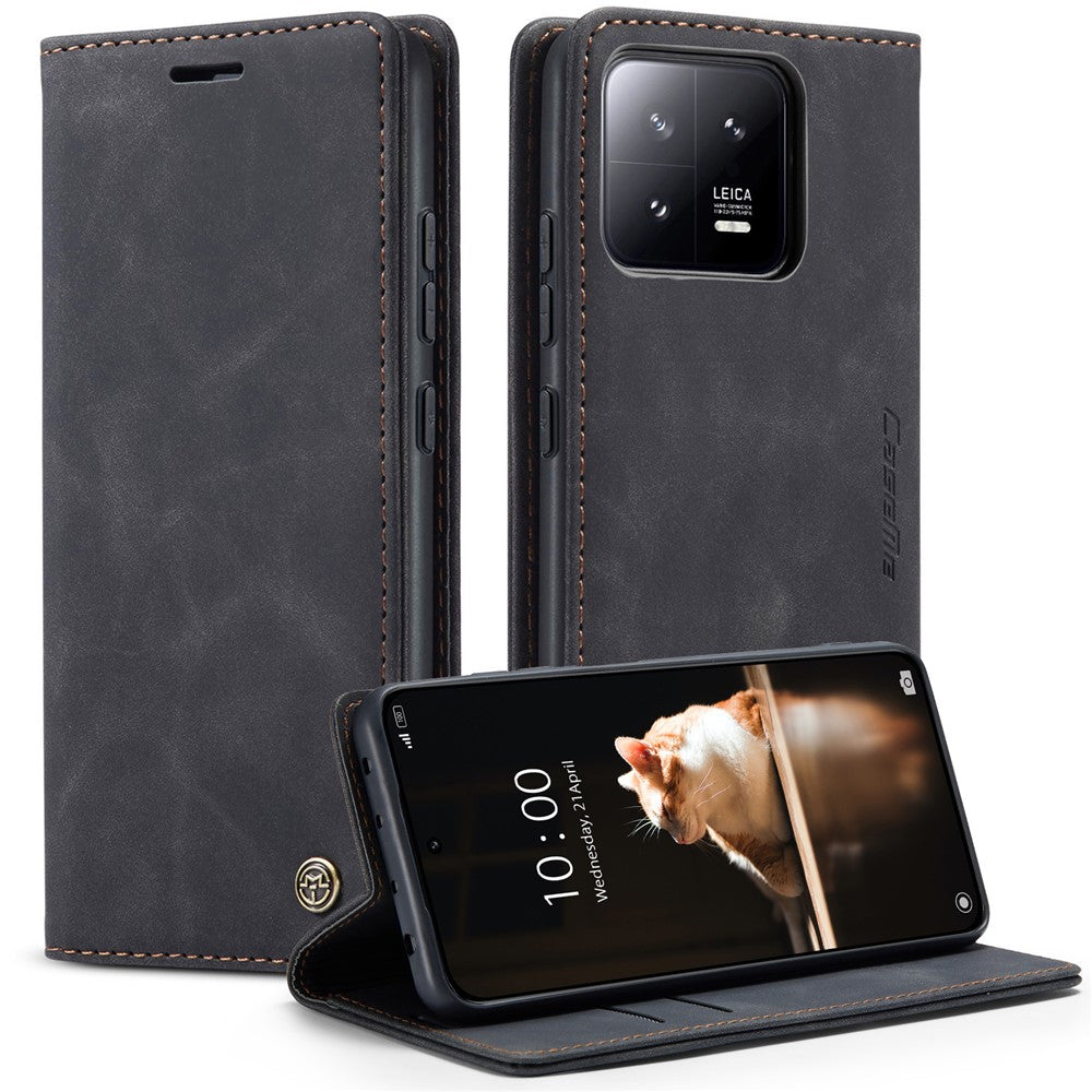 CASEME 013 Series For Xiaomi 13 5G PU Leather Stand Phone Case Protective Wallet Cover