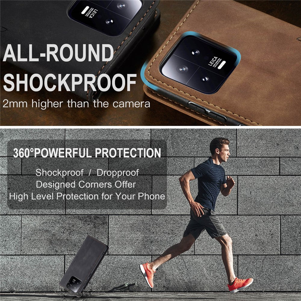 CASEME 013 Series For Xiaomi 13 5G PU Leather Stand Phone Case Protective Wallet Cover