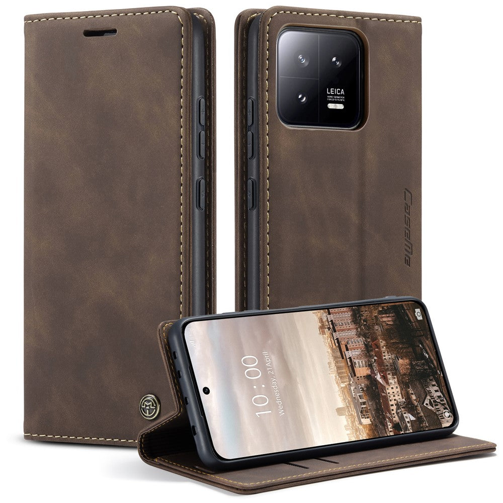 CASEME 013 Series For Xiaomi 13 5G PU Leather Stand Phone Case Protective Wallet Cover