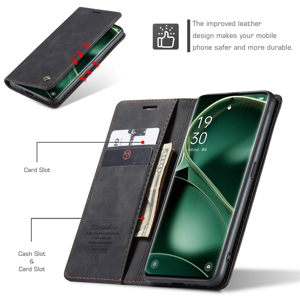 CASEME 013 Series For Oppo Find X6 PU Leather Phone Case Wallet Stand Protective Cover