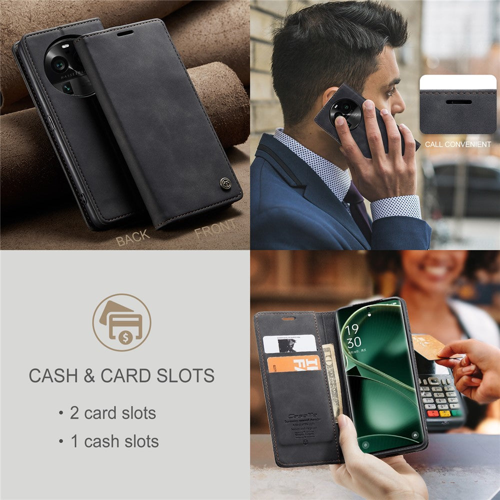 CASEME 013 Series For Oppo Find X6 PU Leather Phone Case Wallet Stand Protective Cover