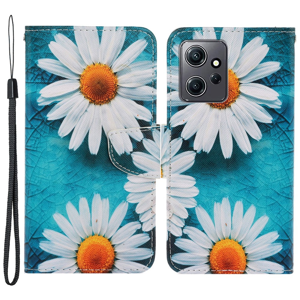 For Xiaomi Redmi Note 12 4G PU Leather Flip Cover Pattern Printing Protective Wallet Phone Case with Strap