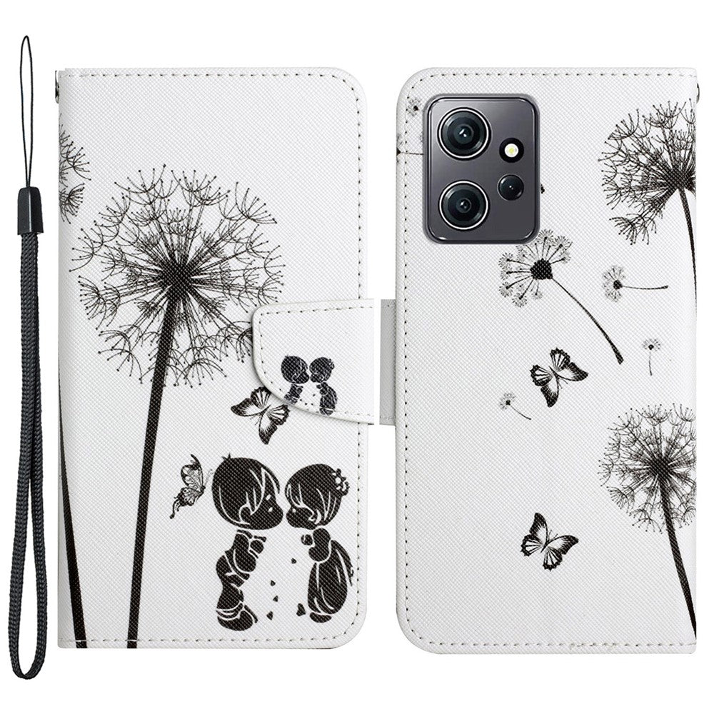 For Xiaomi Redmi Note 12 4G PU Leather Flip Cover Pattern Printing Protective Wallet Phone Case with Strap