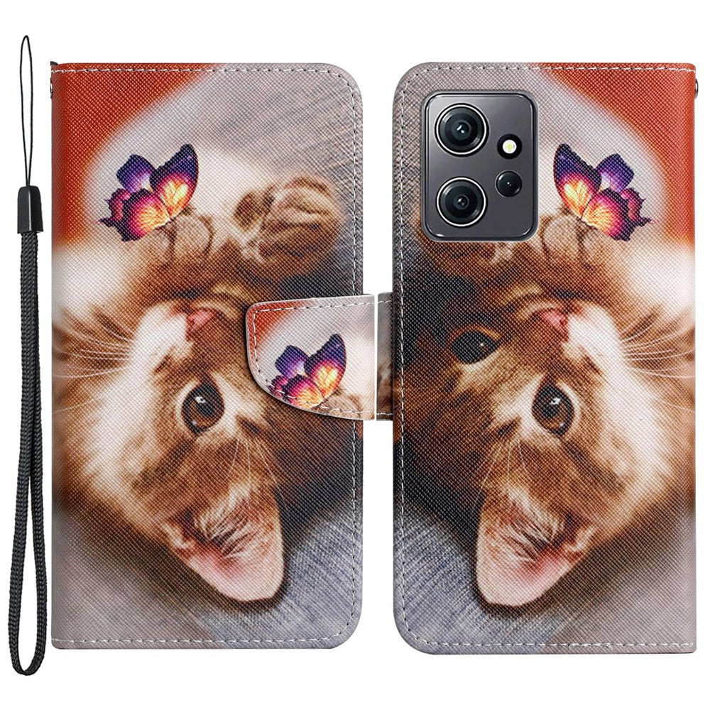 For Xiaomi Redmi Note 12 4G PU Leather Flip Cover Pattern Printing Protective Wallet Phone Case with Strap