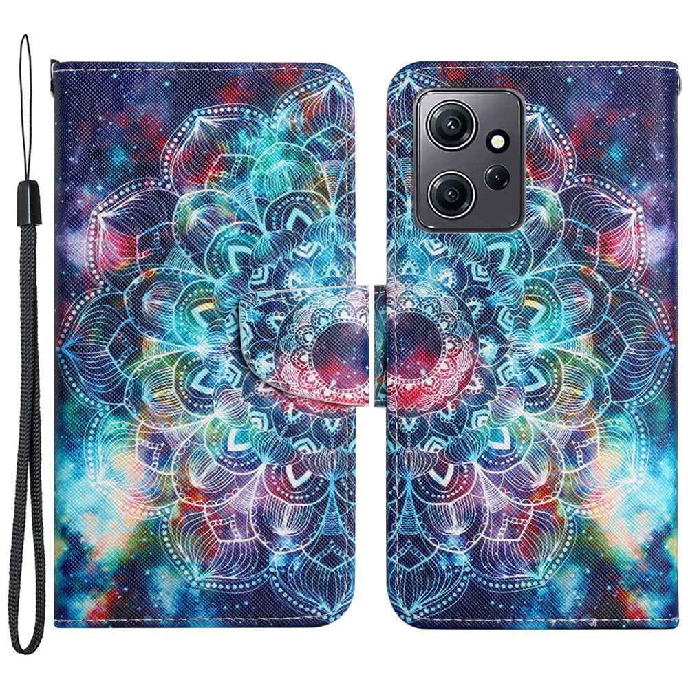 For Xiaomi Redmi Note 12 4G PU Leather Flip Cover Pattern Printing Protective Wallet Phone Case with Strap