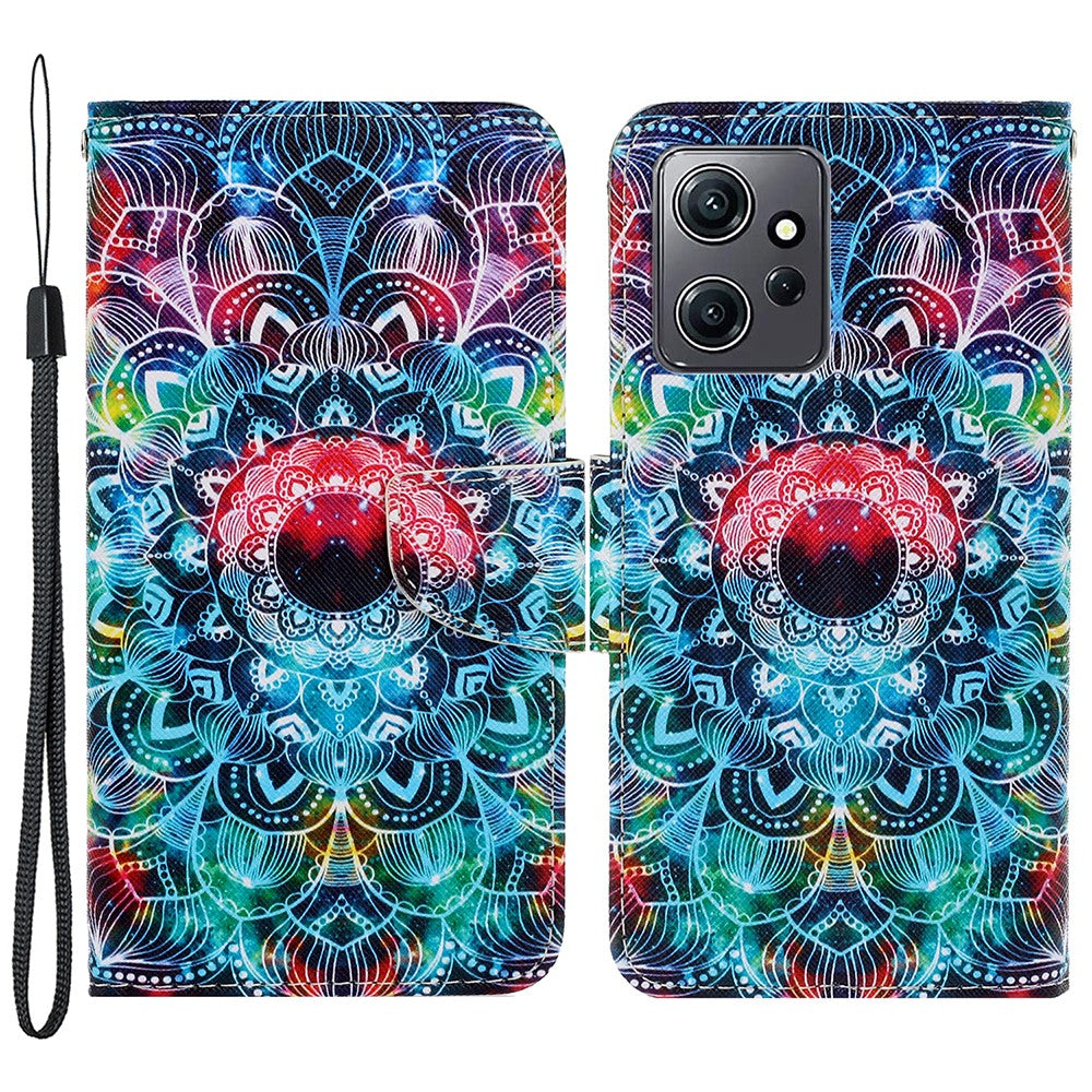 For Xiaomi Redmi Note 12 4G PU Leather Flip Cover Pattern Printing Protective Wallet Phone Case with Strap