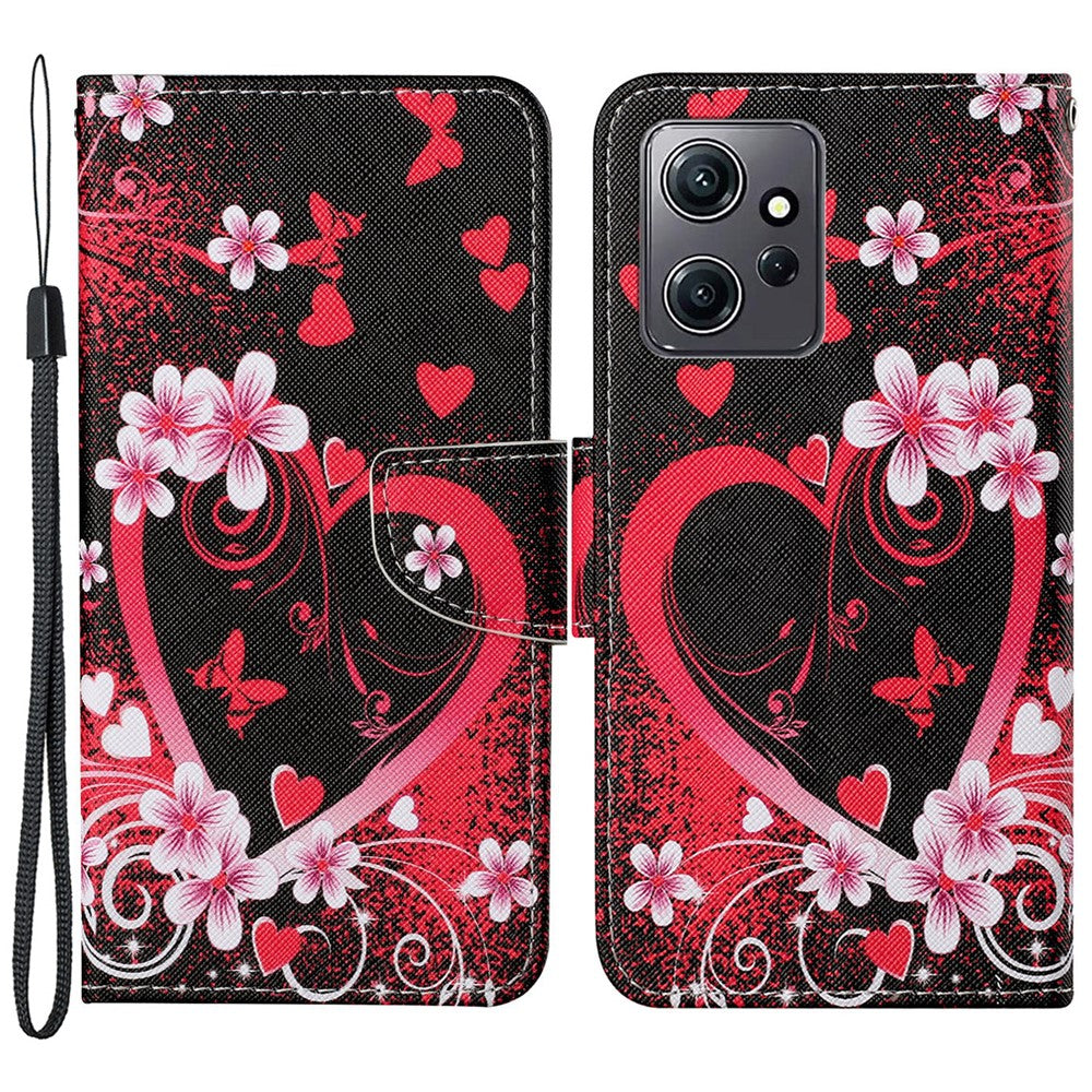 For Xiaomi Redmi Note 12 4G PU Leather Flip Cover Pattern Printing Protective Wallet Phone Case with Strap