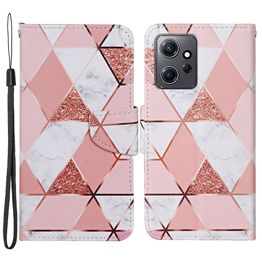 For Xiaomi Redmi Note 12 4G PU Leather Flip Cover Pattern Printing Protective Wallet Phone Case with Strap