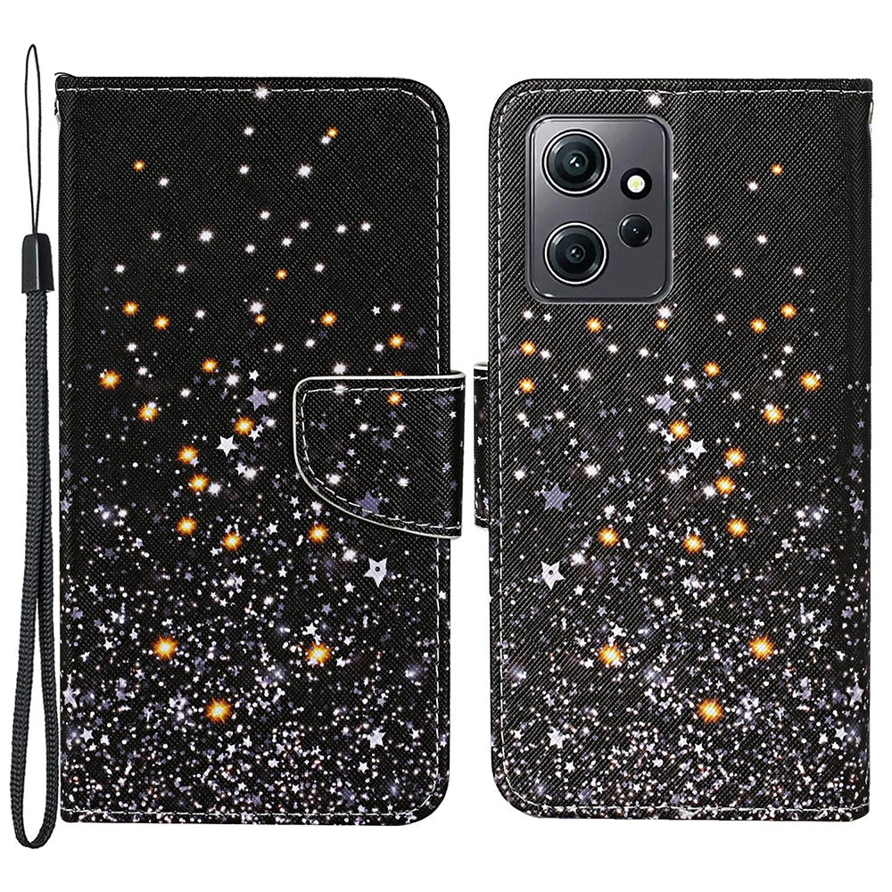 For Xiaomi Redmi Note 12 4G PU Leather Flip Cover Pattern Printing Protective Wallet Case with Strap