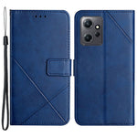 For Xiaomi Redmi Note 12 4G Line Imprinting Solid Color PU Leather Stand Case Wallet Phone Cover with Strap