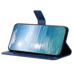 For Xiaomi Redmi Note 12 4G Line Imprinting Solid Color PU Leather Stand Case Wallet Phone Cover with Strap