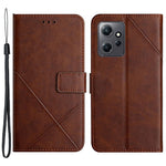 For Xiaomi Redmi Note 12 4G Line Imprinting Solid Color PU Leather Stand Case Wallet Phone Cover with Strap