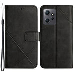 For Xiaomi Redmi Note 12 4G Line Imprinting Solid Color PU Leather Stand Case Wallet Phone Cover with Strap