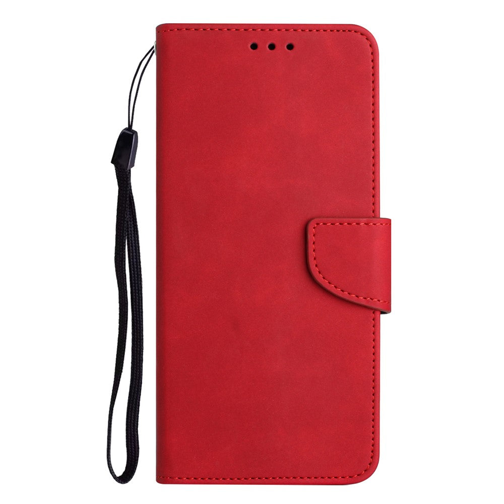 For Xiaomi Redmi Note 12 4G Solid Color PU Leather Phone Case Stand Wallet Flip Cover with Strap