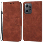 For Xiaomi Redmi Note 12 4G Solid Color PU Leather Phone Case Stand Wallet Flip Cover with Strap
