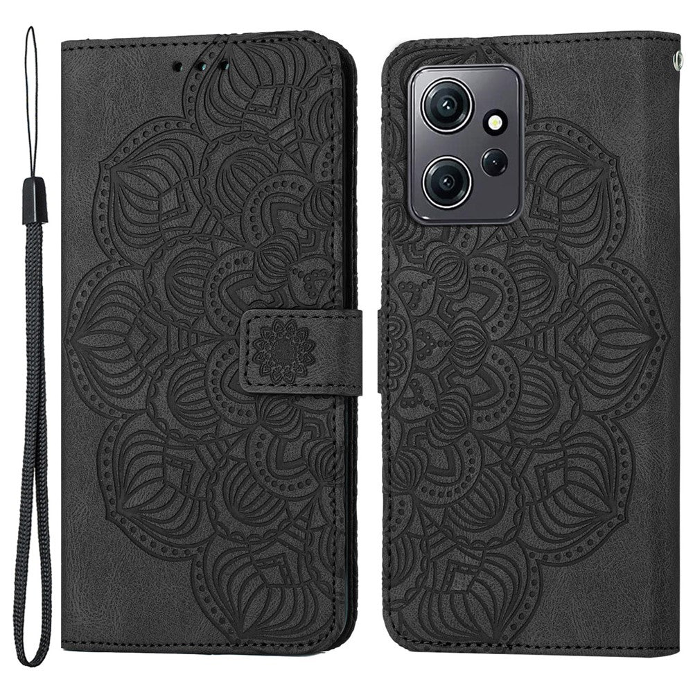 For Xiaomi Redmi Note 12 4G PU Leather Mandala Flower Imprinted Phone Case Wallet Stand Flip Cover
