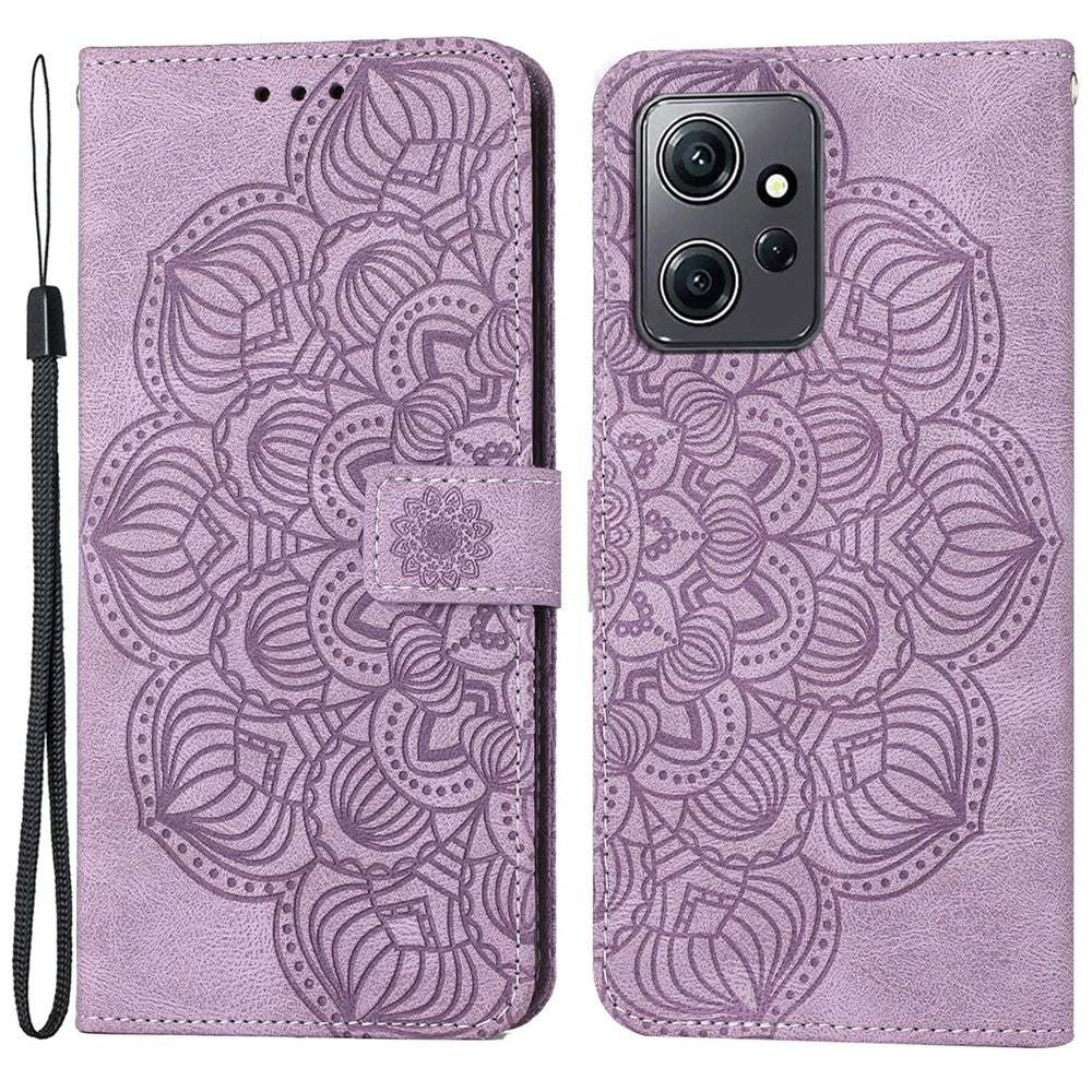 For Xiaomi Redmi Note 12 4G PU Leather Mandala Flower Imprinted Phone Case Wallet Stand Flip Cover