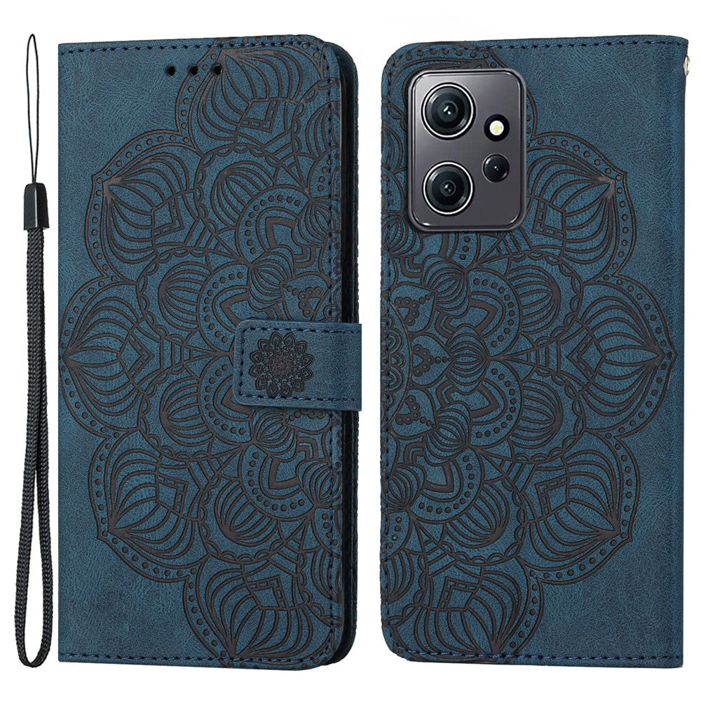 For Xiaomi Redmi Note 12 4G PU Leather Mandala Flower Imprinted Phone Case Wallet Stand Flip Cover