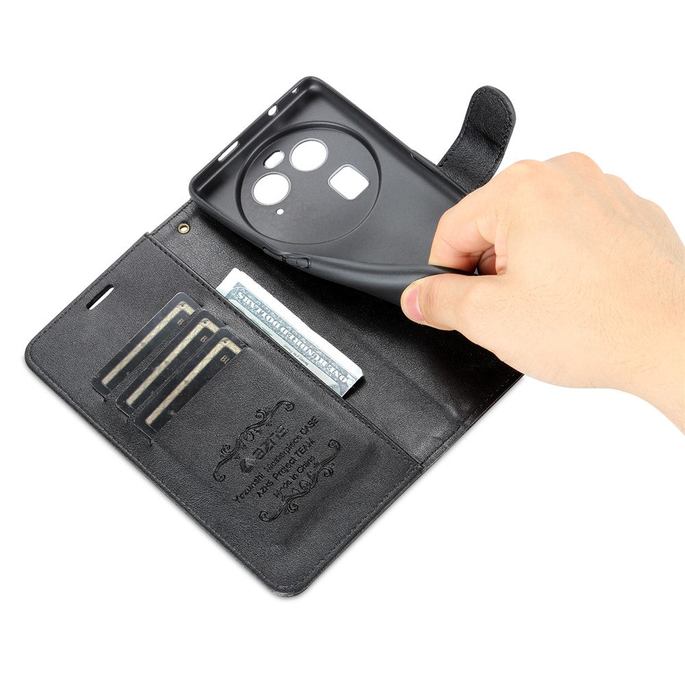 AZNS Mobile Phone Cover for Oppo Find X6 Drop-proof PU Leather Phone Case Stand Wallet Shell