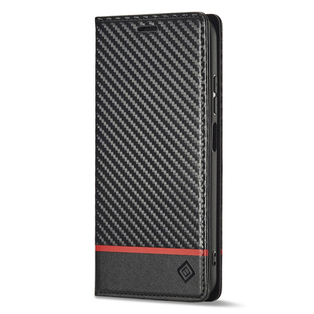 LC.IMEEKE För Xiaomi Redmi Note 12 Pro 4G / Note 11 Pro 4G (Mediatek) / 5G (Qualcomm) Kolfiberstruktur Stativfodral PU-läder Plånboksfodral