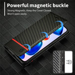 LC.IMEEKE För Xiaomi Redmi Note 12 Pro 4G / Note 11 Pro 4G (Mediatek) / 5G (Qualcomm) Kolfiberstruktur Stativfodral PU-läder Plånboksfodral