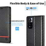 LC.IMEEKE För Xiaomi Redmi Note 12 Pro 4G / Note 11 Pro 4G (Mediatek) / 5G (Qualcomm) Kolfiberstruktur Stativfodral PU-läder Plånboksfodral