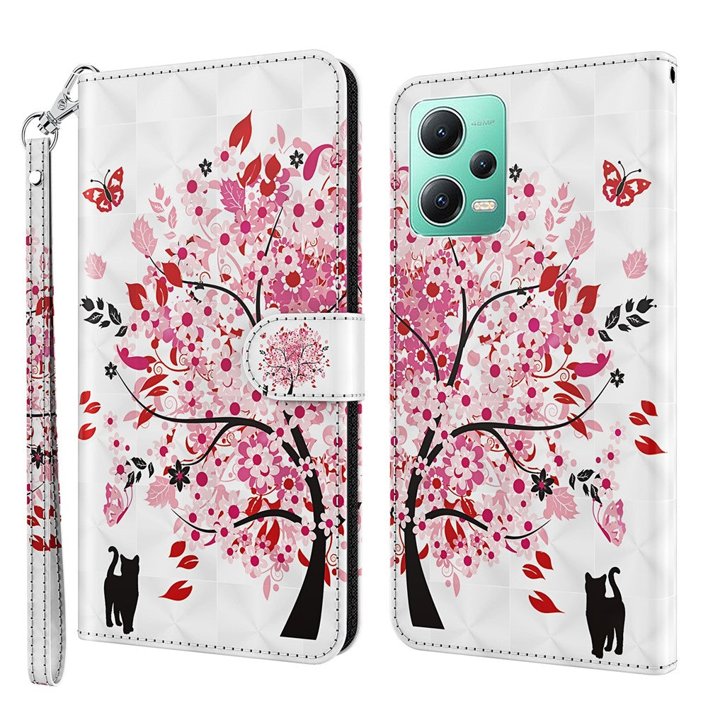 For Xiaomi Redmi Note 12 5G (China) / (India) / (Global) / Poco X5 5G Leather Phone Case 3D Pattern Printing Stand Wallet Cover