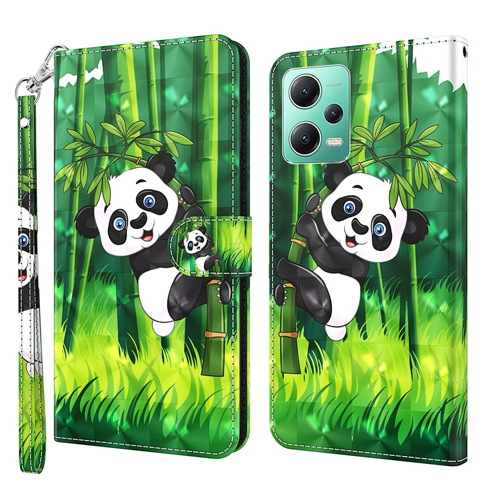 For Xiaomi Redmi Note 12 5G (China) / (India) / (Global) / Poco X5 5G Leather Phone Case 3D Pattern Printing Stand Wallet Cover