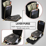 For iPhone 12 Pro Max 6.7 inch Leather Coated TPU Kickstand Case Zipper Card Holder Pouch Phone Cover