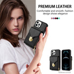 For iPhone 12 Pro Max 6.7 inch Leather Coated TPU Kickstand Case Zipper Card Holder Pouch Phone Cover