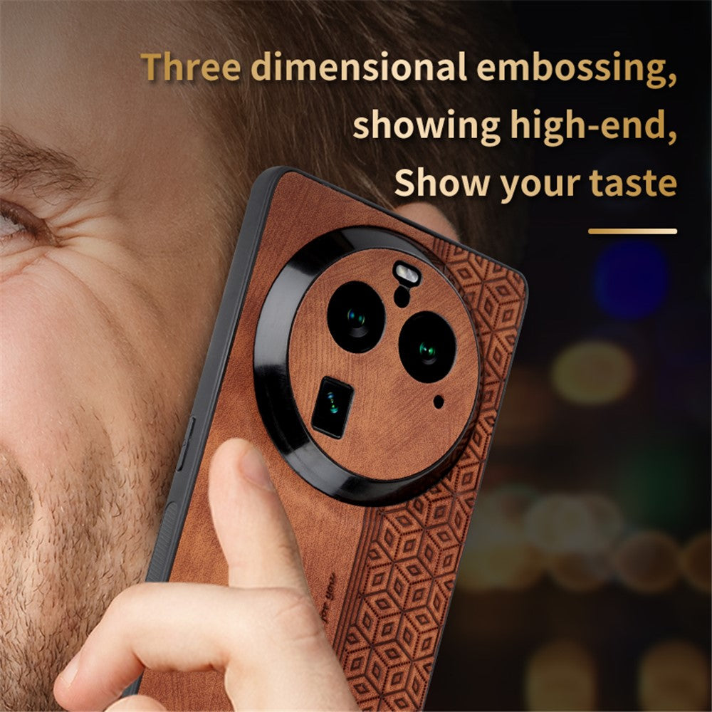 AZNS For Oppo Find X6 Pro Phone Case Imprinted PU Leather Coated TPU Protective Back Cover