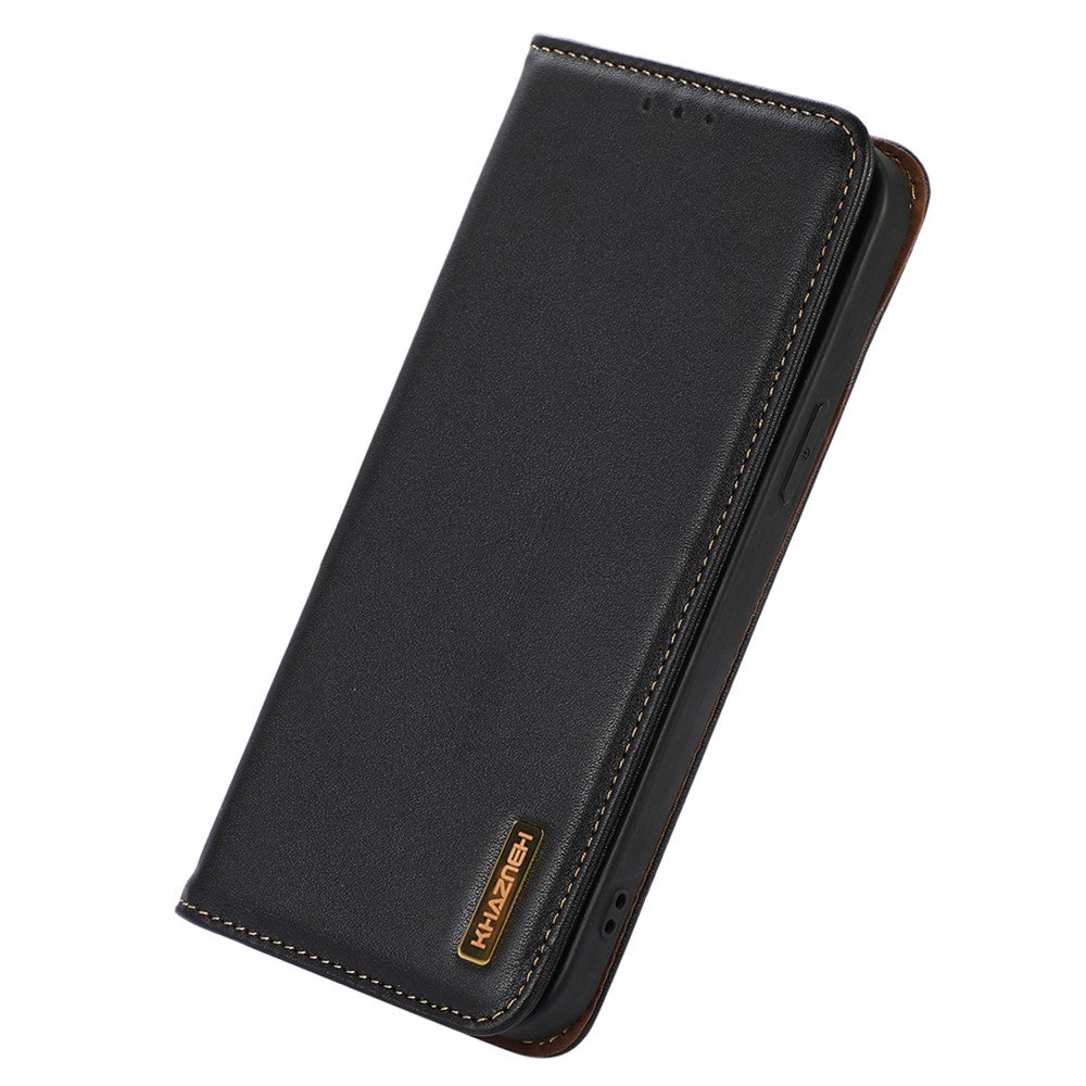 KHAZNEH mobilskal till Xiaomi Redmi Note 12 Turbo / Poco F5 5G RFID-blockerande plånboksfodral i äkta kohudläder