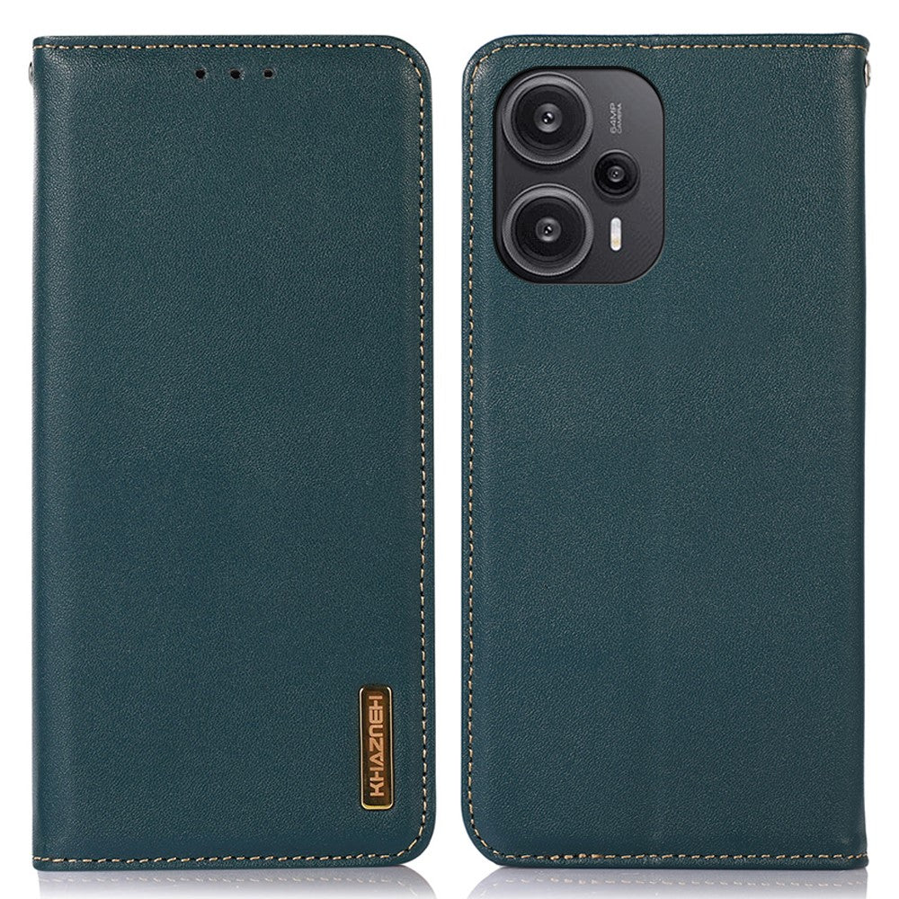 KHAZNEH mobilskal till Xiaomi Redmi Note 12 Turbo / Poco F5 5G RFID-blockerande plånboksfodral i äkta kohudläder