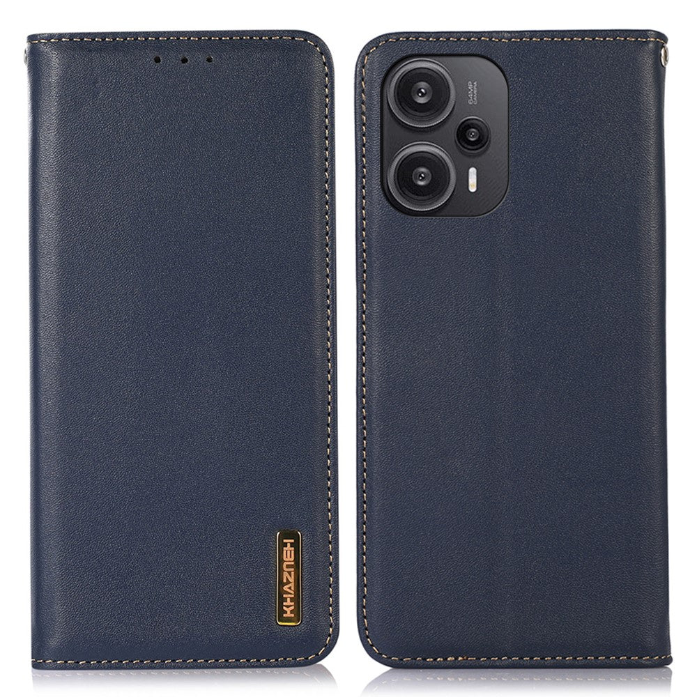 KHAZNEH mobilskal till Xiaomi Redmi Note 12 Turbo / Poco F5 5G RFID-blockerande plånboksfodral i äkta kohudläder