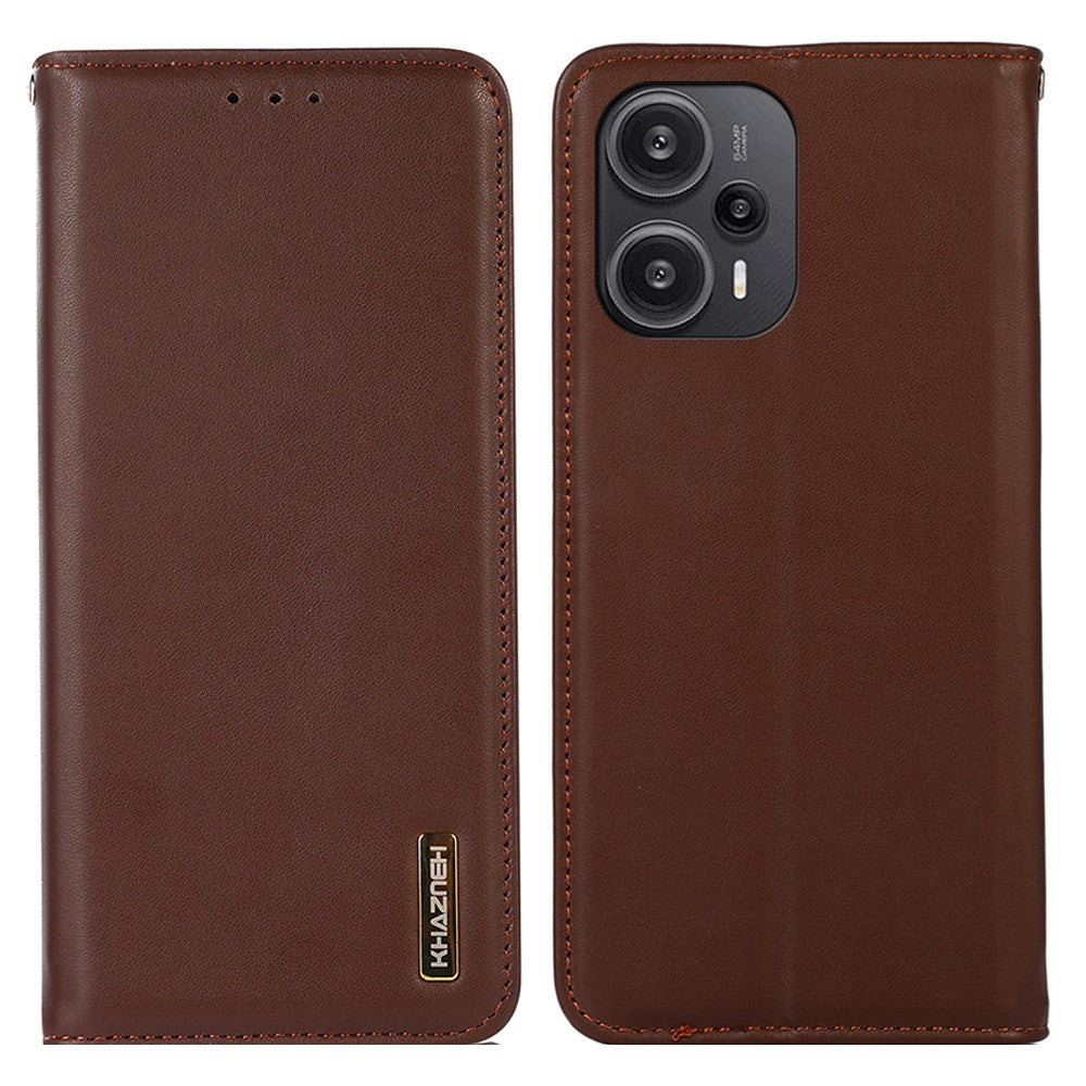 KHAZNEH mobilskal till Xiaomi Redmi Note 12 Turbo / Poco F5 5G RFID-blockerande plånboksfodral i äkta kohudläder
