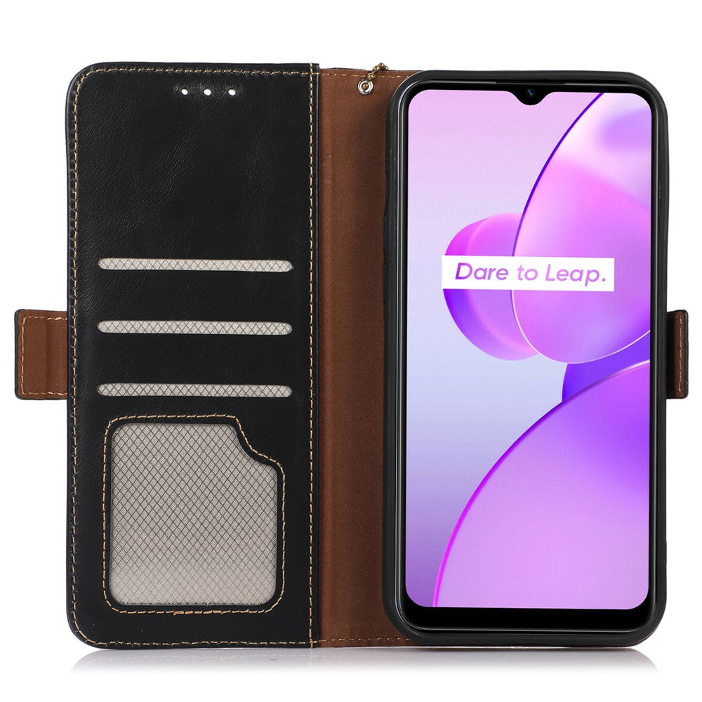 For Xiaomi Redmi Note 12 Turbo / Poco F5 5G Protective Case RFID Blocking Genuine Cowhide Leather Stand Phone Cover