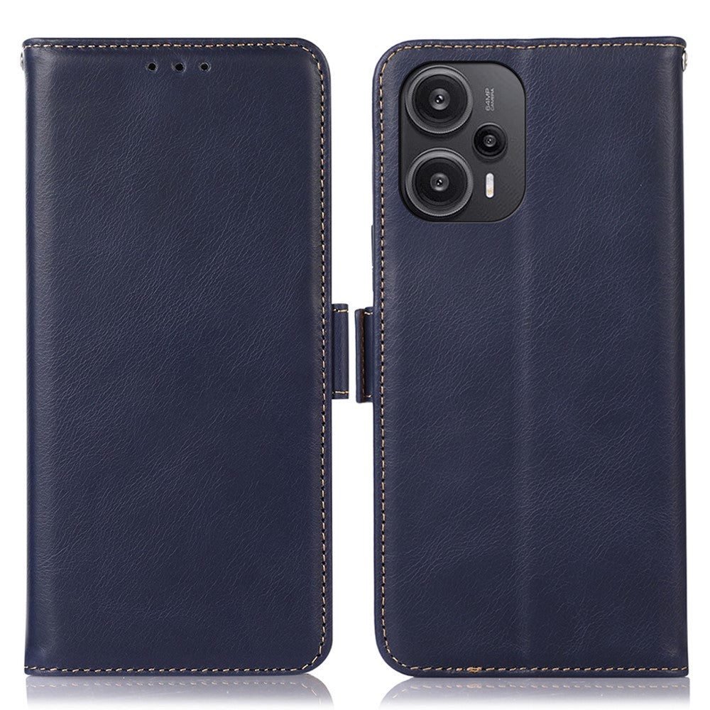 For Xiaomi Redmi Note 12 Turbo / Poco F5 5G Protective Case RFID Blocking Genuine Cowhide Leather Stand Phone Cover