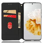 Huawei P60 / P60 Pro Rhombus Imprint PU-läderfodral med fällbart stativ, plånboksfodral