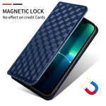 Huawei P60 / P60 Pro Rhombus Imprint PU-läderfodral med fällbart stativ, plånboksfodral