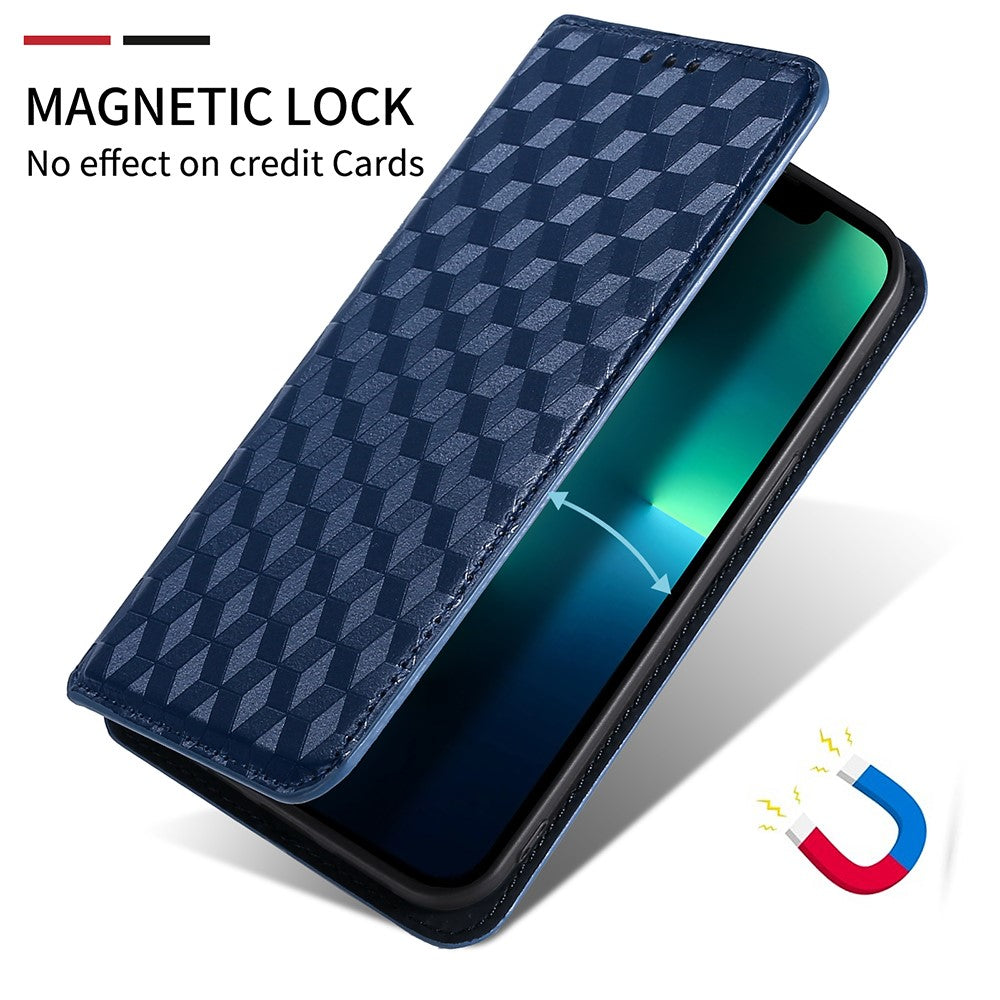 Huawei P60 / P60 Pro Rhombus Imprint PU-läderfodral med fällbart stativ, plånboksfodral
