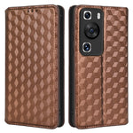 Huawei P60 / P60 Pro Rhombus Imprint PU-läderfodral med fällbart stativ, plånboksfodral