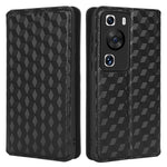 Huawei P60 / P60 Pro Rhombus Imprint PU-läderfodral med fällbart stativ, plånboksfodral