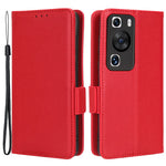 Huawei P60 / P60 Pro Litchi Texture PU Läder Plånboksfodral Skyddande Stativ mobilfodral med Rem